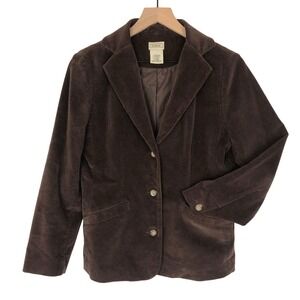 L.L.Bean Corduroy Blazer Women's 4 Petite Brown 90s Vintage Dark Academia Preppy